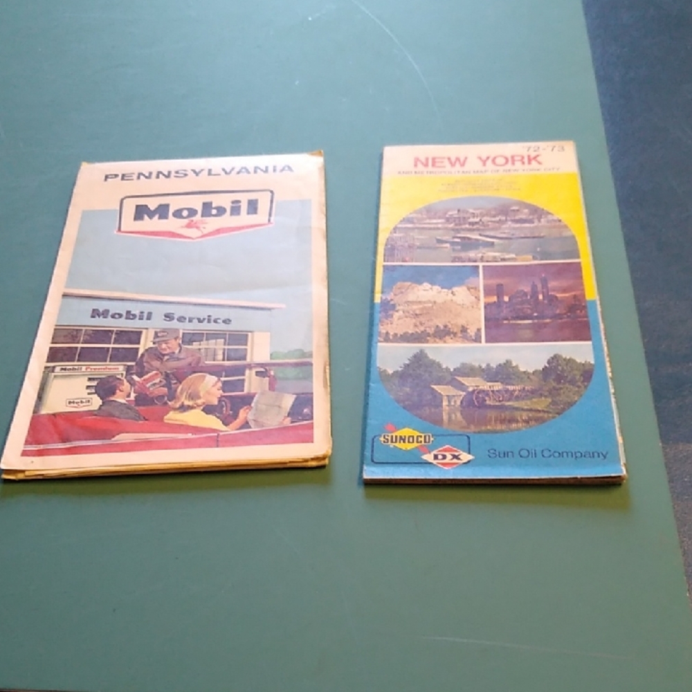 Vintage Mobil and Sunoco Road Maps Travel